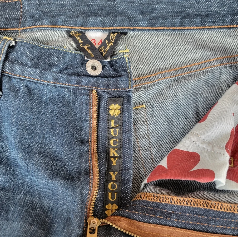 Men's Lucky Brand Dark Fade Relaxed Straight Leg Short Inseam Jeans Size 34